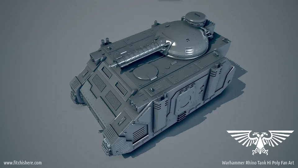 Warhammer 40K Rhino Tank - Hi Poly (Front-Quarter Render) by Eric J Fitch