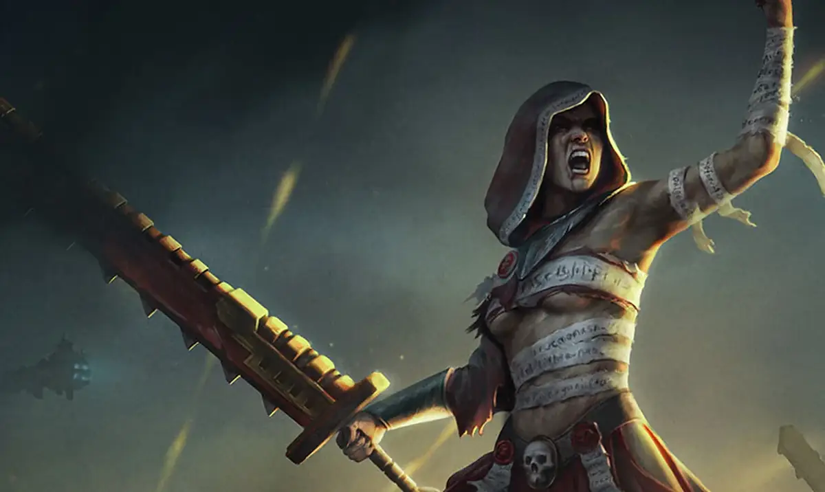Eviscerator (Two-Handed Heavy Chainsword) — Detail crop: Sister Repentia